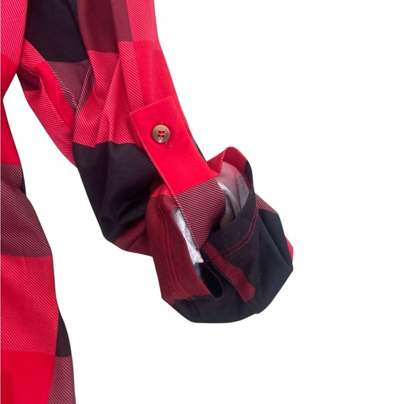 NWOT - Women’s Plaid V-Neck Long Sleeve Blouse – Size Large, Casual Work Top - Picture 12 of 15